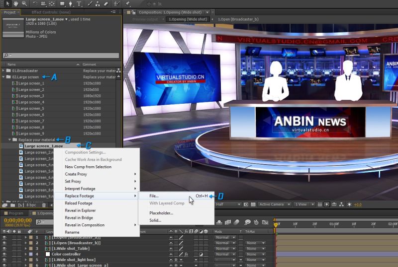 After Effects Virtual Set Tutorial - Full HD Colorful Textures for Desktop